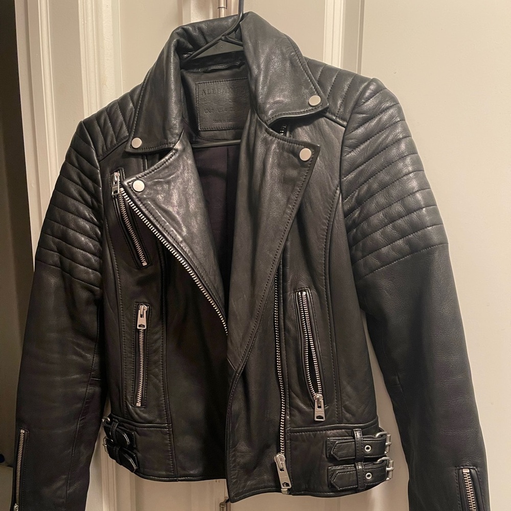 Women’s All Saints Leather Jacket size 4 worn twice!